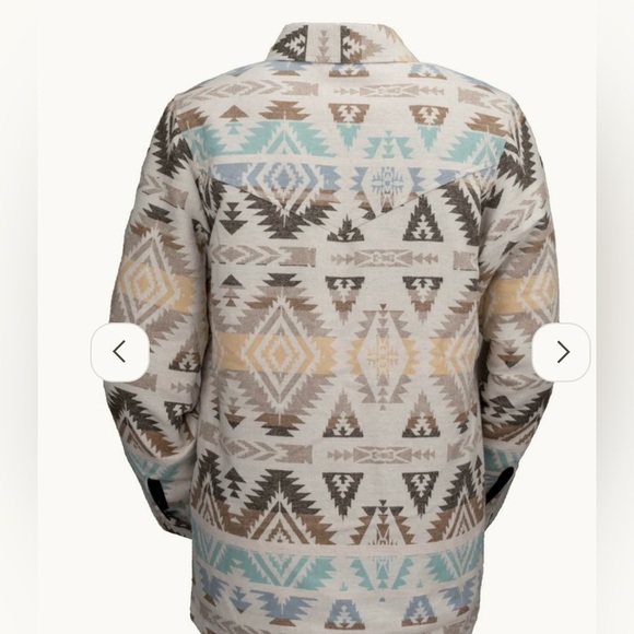 Outback Trading Southwest Style Berber Lined Women's Jacket - Brown, Cream, Blue - Picture 2 of 4